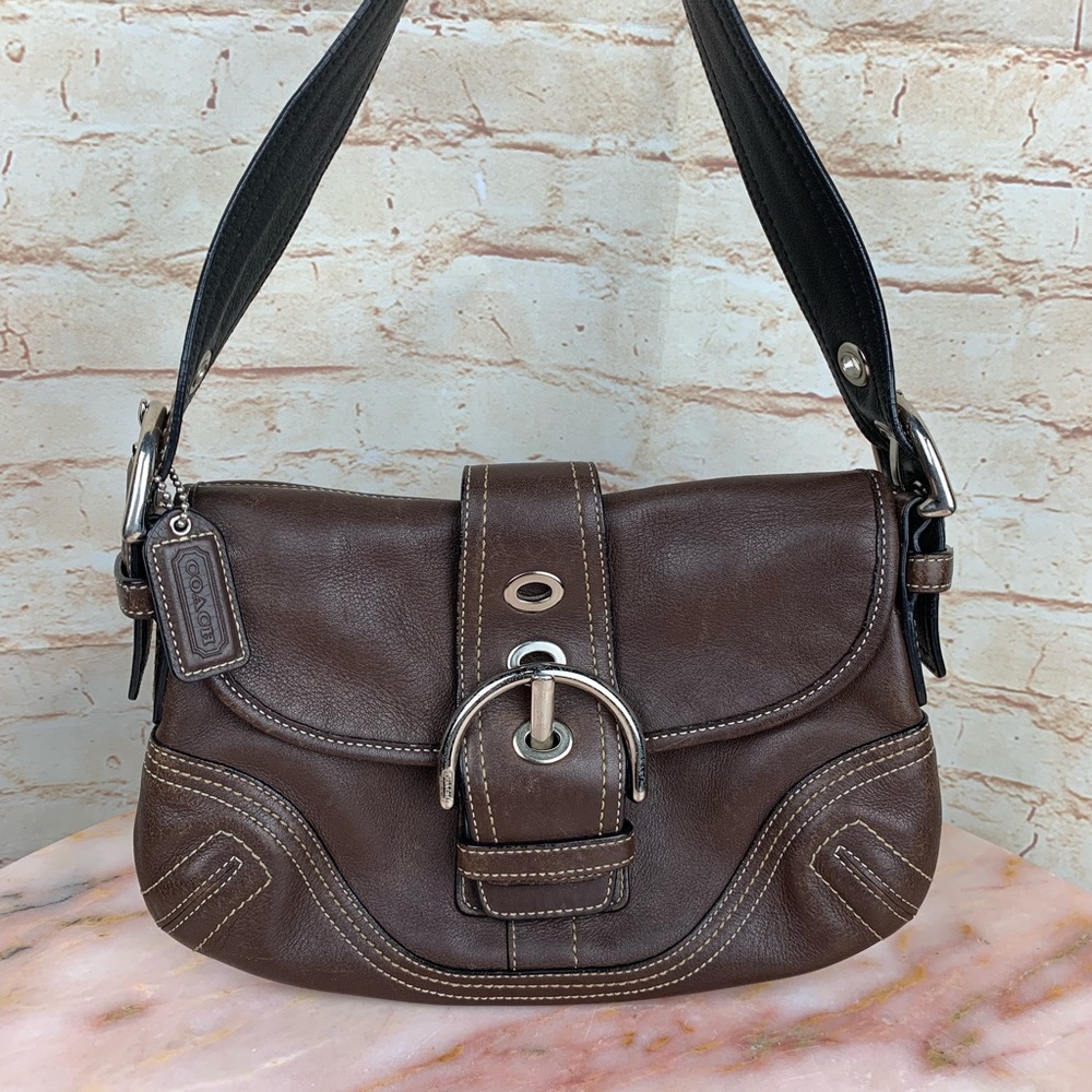 Coach small dark brown leather hobo shoulder bag